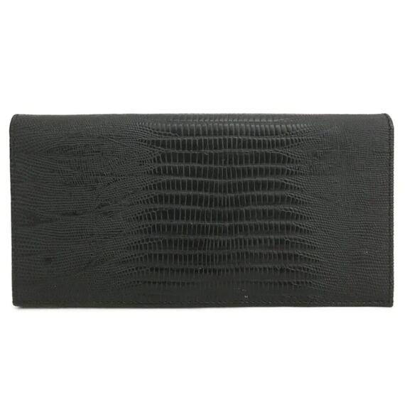 Salvatore Ferragamo Black Embossed Leather Long Bifold Wallet EUC - Picture 4 of 8